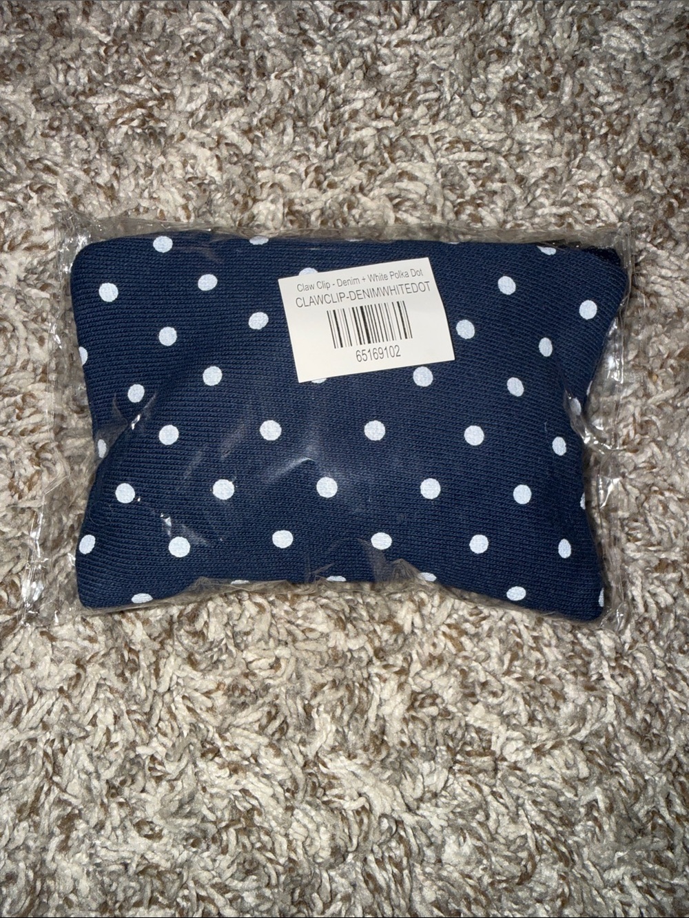 PARKE - Denim Polka Dot Claw Clip - NEW IN BAG - Picture 2 of 5